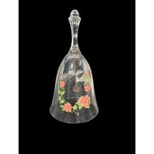 Vintage Avon 24% Full Lead Crystal Pink Rose Vine Bell